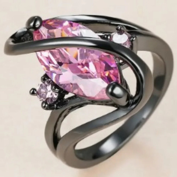 CZ PinkStones Horse Eye Style Hypoallergenic Nickel-Free Adjustable size 8 - Picture 1 of 4